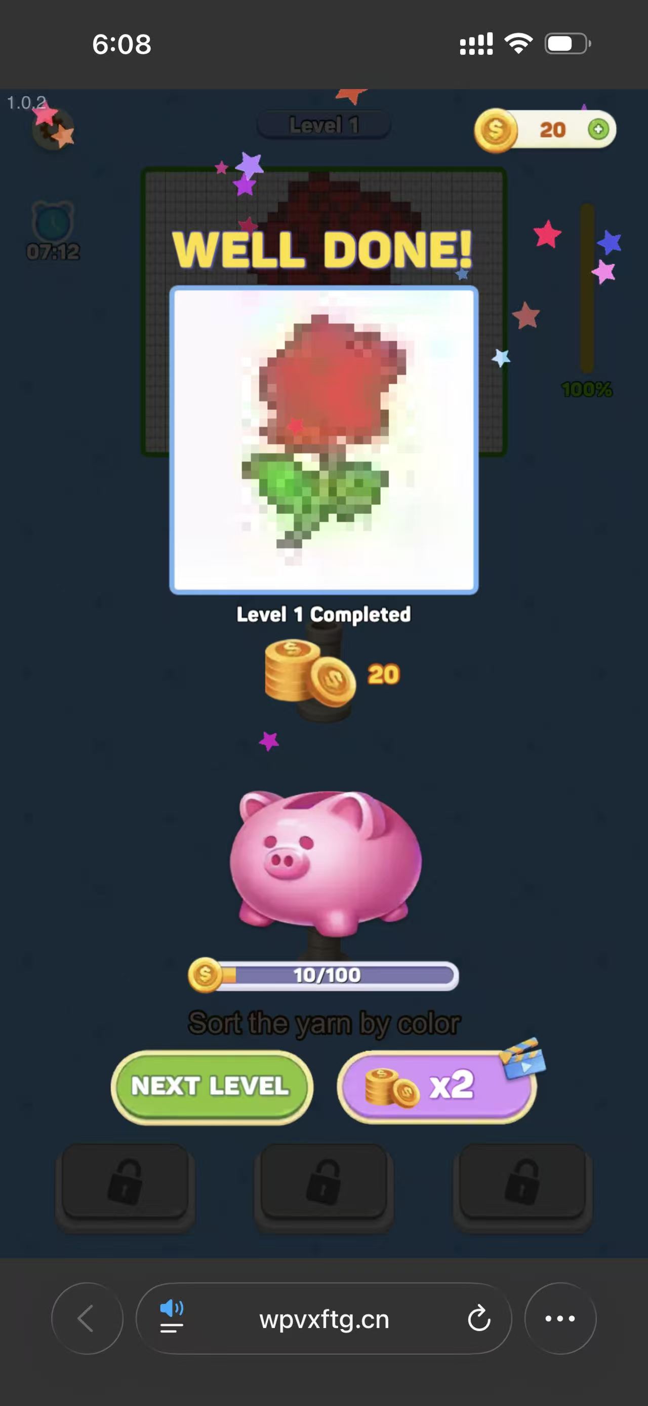 Rope Sort Puzzle level completed screenshot